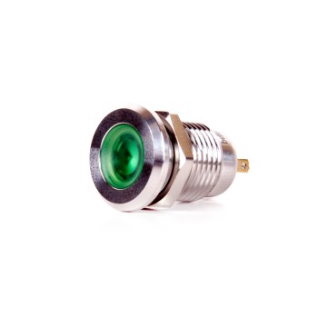 J12-170P-GD 12mm IP67 Metal Sinyal Lambası 6-24VDC Yeşil