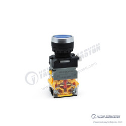 GR22-3711-B2 Mavi Led Işıklı 220V Kalıcı Buton 1NO-1NC Kontaklı (LA38 Serisi) 