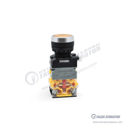 GR22-3711-Y2 Sarı Led Işıklı 220V Kalıcı Buton 1NO-1NC Kontaklı (LA38 Serisi) 
