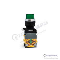 GR22-4711-2-GD Yeşil Led Işıklı 24V Kalıcı 0-1 Mandal Buton 1NO-1NC Kontaklı (LA38 Serisi)