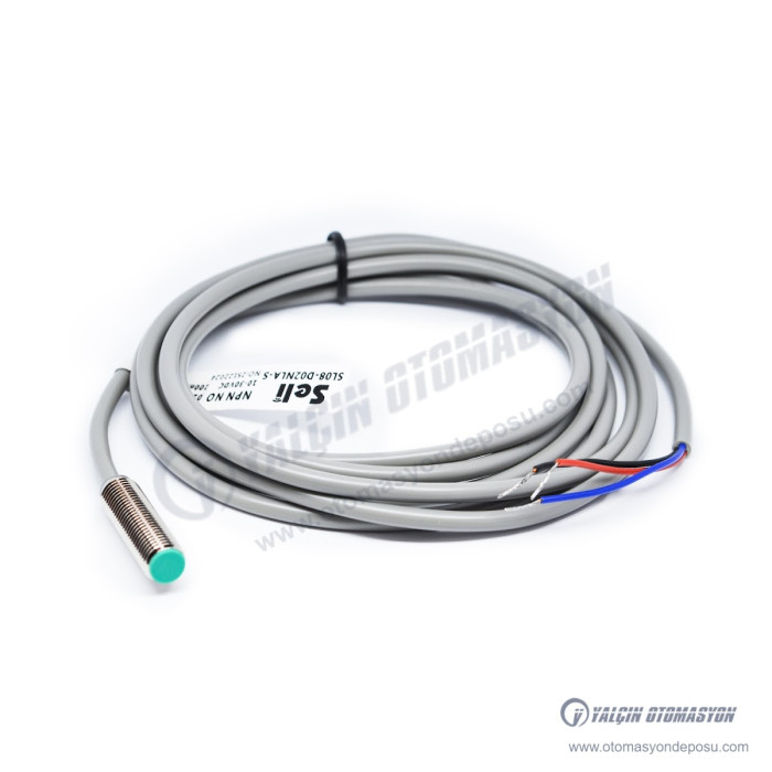SL08-D02NLA-S 8mm Endüktif Sensör – 2mm Algılama, NPN NO, 2m Kablolu – Kısa Gövde – SELİ SL08-D02NLA-S 8mm Endüktif Sensör – 2mm Algılama, NPN NO, 2m Kablolu – Kısa Gövde – SELİ