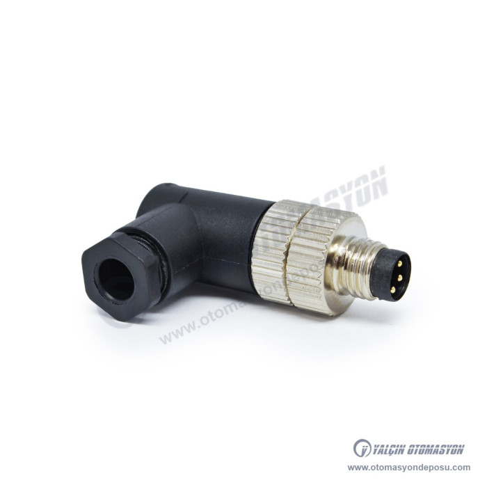 SL08-M04D M8 4 Pin 90° Erkek Konnektör – SELİ SL08-M04D M8 4 Pin 90° Erkek Konnektör – SELİ