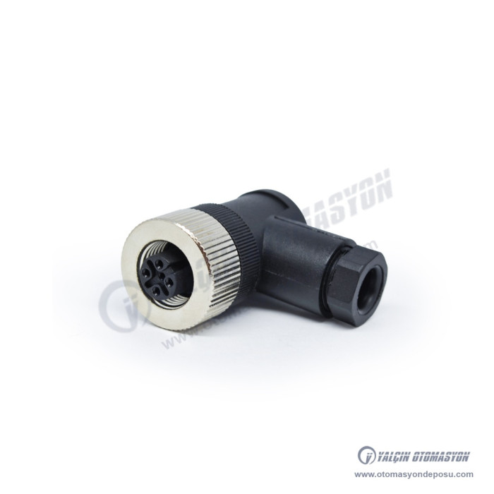SL12-F04D M12 90° 4 Pinli Dişi Konnektör – SELİ SL12-F04D M12 90° 4 Pinli Dişi Konnektör – SELİ