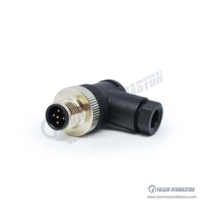 SL12-M05D M12 90° 5 Pinli Erkek Konnektör – SELİ SL12-M05D M12 90° 5 Pinli Erkek Konnektör – SELİ