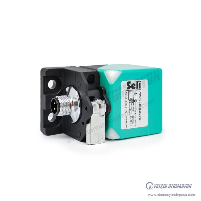 SL40-D40VPCT Varikont Endüktif Sensör 40x40mm – 40mm Algılama, PNP NO+NC, M12 Konnektörlü – SELİ SL40-D40VPCT Varikont Endüktif Sensör 40x40mm – 40mm Algılama, PNP NO+NC, M12 Konnektörlü – SELİ