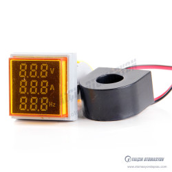 AD22-22VAH-S-Y Sarı 22mm Kare AC Dijital Voltmetre/Ampermetre/Frekansmetre 12-500V AC 0-99Hz 100A Akım Trafolu AD22-22VAH-S-Y Sarı 22mm Kare AC Dijital Voltmetre/Ampermetre/Frekansmetre 12-500V AC 0-99Hz 100A Akım Trafolu