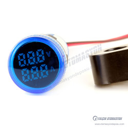 AD22-22VAM-AC-B Mavi 22mm Yuvarlak AC Dijital Voltmetre/Ampermetre 50-500V AC 100A Akım Trafolu AD22-22VAM-AC-B Mavi 22mm Yuvarlak AC Dijital Voltmetre/Ampermetre 50-500V AC 100A Akım Trafolu