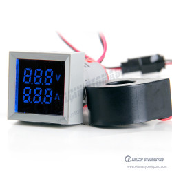 AD22-22VAM-S-AC-B Mavi 22mm Kare AC Dijital Voltmetre/Ampermetre 50-500V AC 100A Akım Trafolu AD22-22VAM-S-AC-B Mavi 22mm Kare AC Dijital Voltmetre/Ampermetre 50-500V AC 100A Akım Trafolu