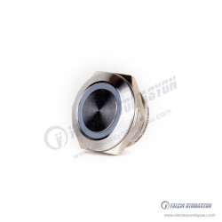 EJ19-271-PM-YD 16mm Paslanmaz Çelik Ultra Kısa Boy Düz Kafa Yaylı 6-24V DC Sarı Işıklı Tact Buton