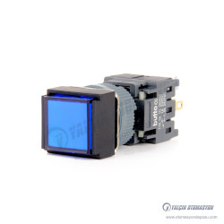 F16-281-BD 16mm Kare Gövde Mavi Işıklı Yaylı Buton 12-24V F16-281-BD 16mm Kare Gövde Mavi Işıklı Yaylı Buton 12-24V