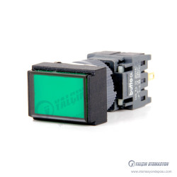 F16-291-GD 16mm Dikdörtgen Gövde Yeşil Işıklı Yaylı Buton 12-24V F16-291-GD 16mm Dikdörtgen Gövde Yeşil Işıklı Yaylı Buton 12-24V