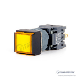 F16-281-YD 16mm Kare Gövde Sarı Işıklı Yaylı Buton 12-24V F16-281-YD 16mm Kare Gövde Sarı Işıklı Yaylı Buton 12-24V