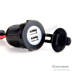 GUSB-31-2LB 30mm QC3, 3.1A Koruma Kapaklı LED Aydınlatmalı Çift Çıkışlı USB Soket Mavi
