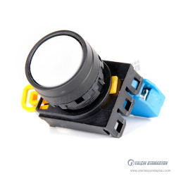 HQ22-2110-W 22mm Delik Uyumlu Plastik Yuvarlak Işıksız Beyaz Yaylı Buton 1NC Kontak IP65