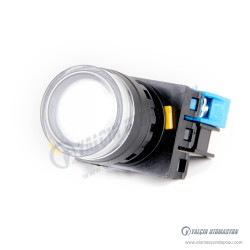HQ22-2710-WD 22mm Plastik Yaylı Yuvarlak 12-24V AC/DC Beyaz Işıklı 1NO Kontak IP65