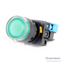 HQ22-3701-RD 22mm Plastik Kalıcı Yuvarlak 12-24V AC/DC Kırmızı Işıklı 1NC Kontak IP65 Yeşil