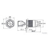 J19-712-3 19mm Işıksız 1-0-2 Kalıcı Anahtarlı Buton teknik çizim ve ölçüleri