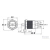 J19-472-2-BD 19mm Metal Mavi LED Işıklı 0-1 Kalıcı Mandal Buton teknik çizim ve ölçüleri
