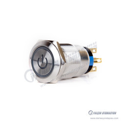 J19-272-P-RD 19mm Metal Power Logo Kırmızı LED Işıklı Yaylı Buton