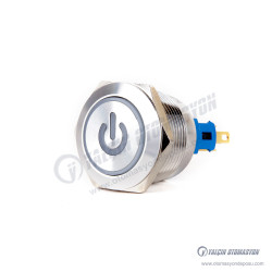 J22-271-P-WD 22mm Metal Power Logo Beyaz LED Işıklı Yaylı Buton J22-271-P-WD 22mm Metal Power Logo Beyaz LED Işıklı Yaylı Buton
