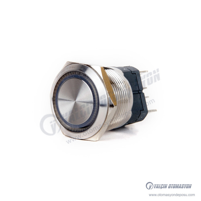 J22-C-271-BA2 22mm Paslanmaz Çelik Düz Kafa Mavi Işıklı Yaylı Buton 220V AC, 1NO 20A Kontak IP67 – BUTTO J22-C-271-BA2 22mm Paslanmaz Çelik Düz Kafa Mavi Işıklı Yaylı Buton 220V AC, 1NO 20A Kontak IP67 – BUTTO