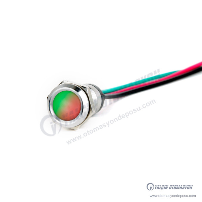 J12-170QL-GRD 12mm Metal Sinyal Lambası 15cm Kablolu 6-24V DC Çift Renk Yeşil-Kırmızı – BUTTO J12-170QL-GRD 12mm Metal Sinyal Lambası 15cm Kablolu 6-24V DC Çift Renk Yeşil-Kırmızı – BUTTO