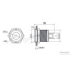 J16-170P-WD 16mm IP67 Metal Sinyal Lambası 6-24VDC Beyaz teknik çizim ve ölçüleri