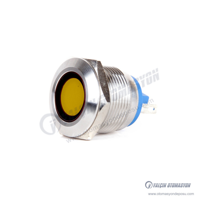 J19-170P-YD 19mm IP67 Metal Sinyal Lambası 6-24VDC Sarı – BUTTO J19-170P-YD 19mm IP67 Metal Sinyal Lambası 6-24VDC Sarı – BUTTO