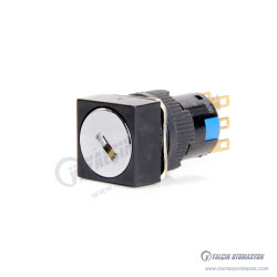 K16-722-3 16mm Kare Gövde 1-0-2 Anahtarlı Kalıcı Buton K16-722-3 16mm Kare Gövde 1-0-2 Anahtarlı Kalıcı Buton