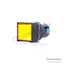 K16-282-YA2 16mm Kare Gövde Sarı Işıklı Yaylı Buton 220V K16-282-YA2 16mm Kare Gövde Sarı Işıklı Yaylı Buton 220V