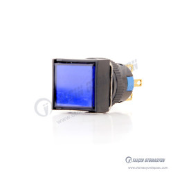 K16-381-BD 16mm Kare Gövde Mavi Işıklı Kalıcı Buton 12-24V