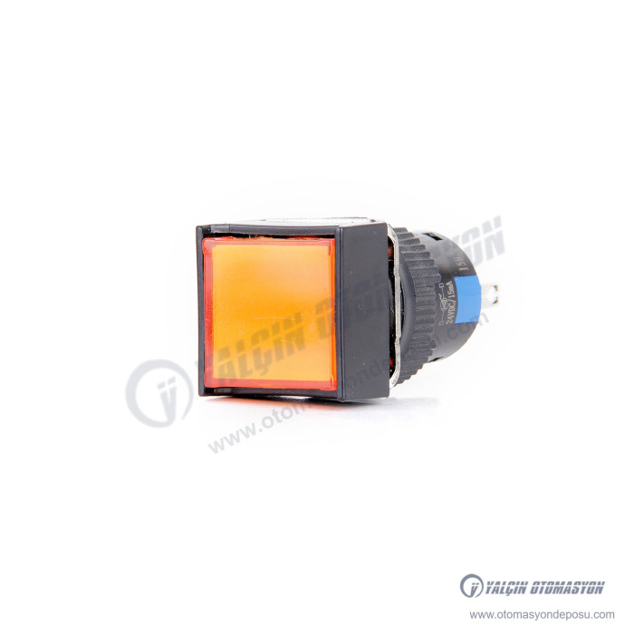 K16-382-OD 16mm Kare Gövde Turuncu Işıklı Kalıcı Buton 12-24V – BUTTO K16-382-OD 16mm Kare Gövde Turuncu Işıklı Kalıcı Buton 12-24V – BUTTO