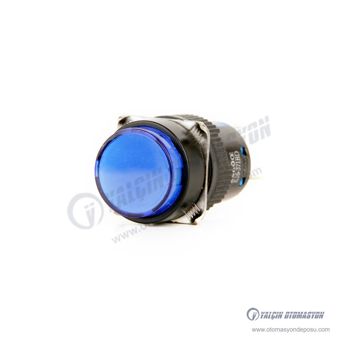 K16-371-BD 16mm Yuvarlak Gövde Mavi Işıklı Kalıcı Buton 12-24V – BUTTO K16-371-BD 16mm Yuvarlak Gövde Mavi Işıklı Kalıcı Buton 12-24V – BUTTO