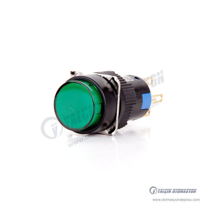 K16-371-GA2 16mm Yuvarlak Gövde Yeşil Işıklı Kalıcı Buton 220V – BUTTO K16-371-GA2 16mm Yuvarlak Gövde Yeşil Işıklı Kalıcı Buton 220V – BUTTO