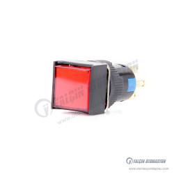 K16-381-RA2 16mm Kare Gövde Kırmızı Işıklı Kalıcı Buton 220V K16-381-RA2 16mm Kare Gövde Kırmızı Işıklı Kalıcı Buton 220V