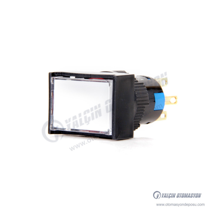 K16-391-WA2 16mm Dikdörtgen Gövde Beyaz Işıklı Kalıcı Buton 220V – BUTTO K16-391-WA2 16mm Dikdörtgen Gövde Beyaz Işıklı Kalıcı Buton 220V – BUTTO