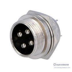 Mike Konnektör 16mm Makine (Şase) Tipi 4Pin Erkek Mike Konnektör 16mm Makine (Şase) Tipi 4Pin Erkek