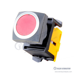 SK22/25-2801-RA2 22mm Delik Çapına Uyumlu 30mm Plastik Gövdeli Kare Kırmızı 220V AC Işıklı Yaylı Buton 1NC IP65 SK22/25-2801-RA2 22mm Delik Çapına Uyumlu 30mm Plastik Gövdeli Kare Kırmızı 220V AC Işıklı Yaylı Buton 1NC IP65