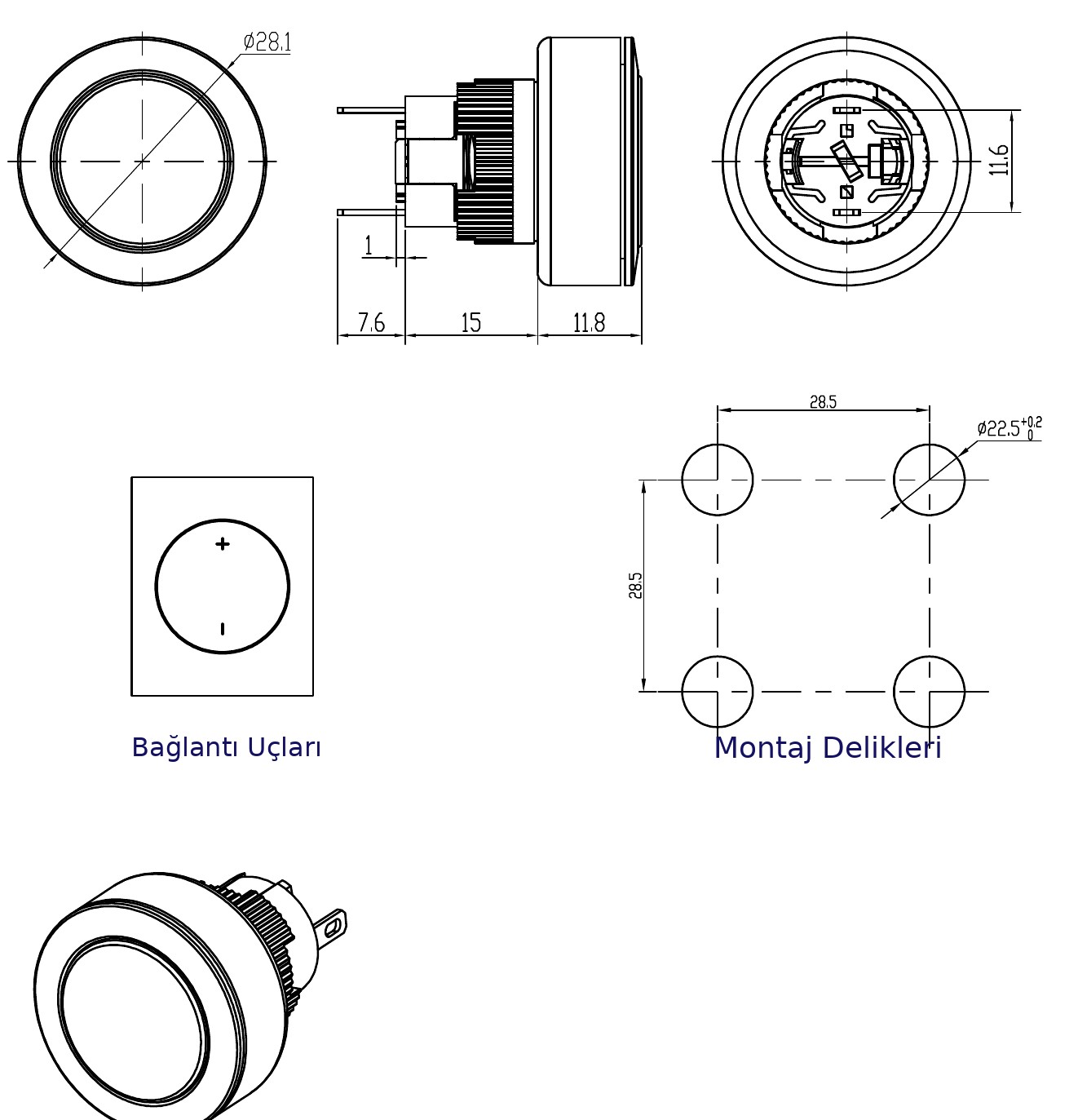 22M16-170-BD teknik çizim ve ölçüleri