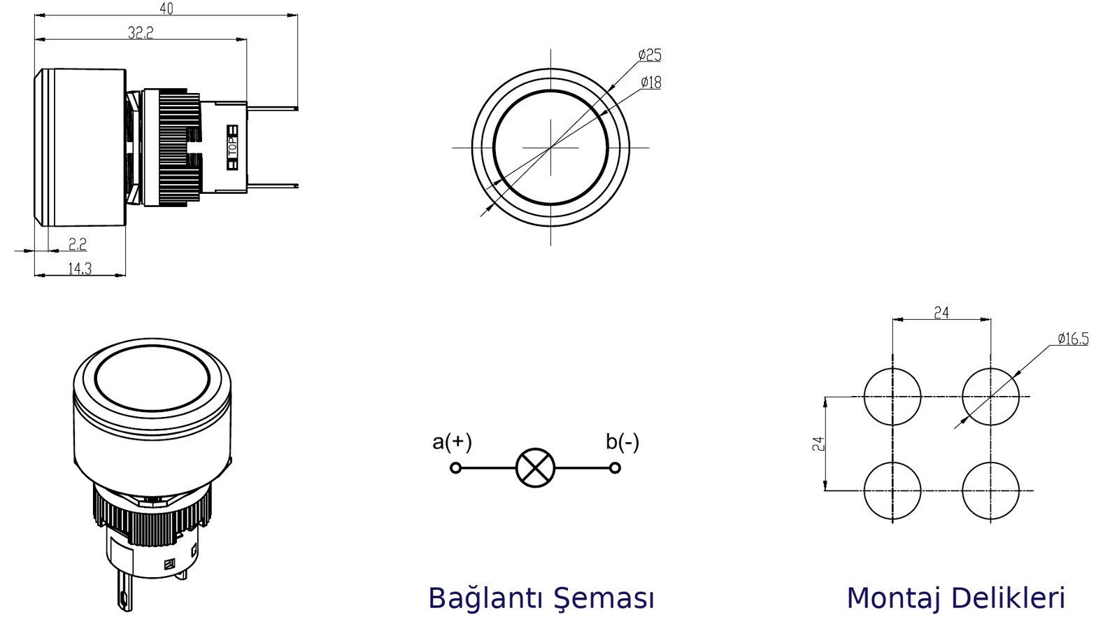 K16-G-170-RA2 teknik çizim ve ölçüleri