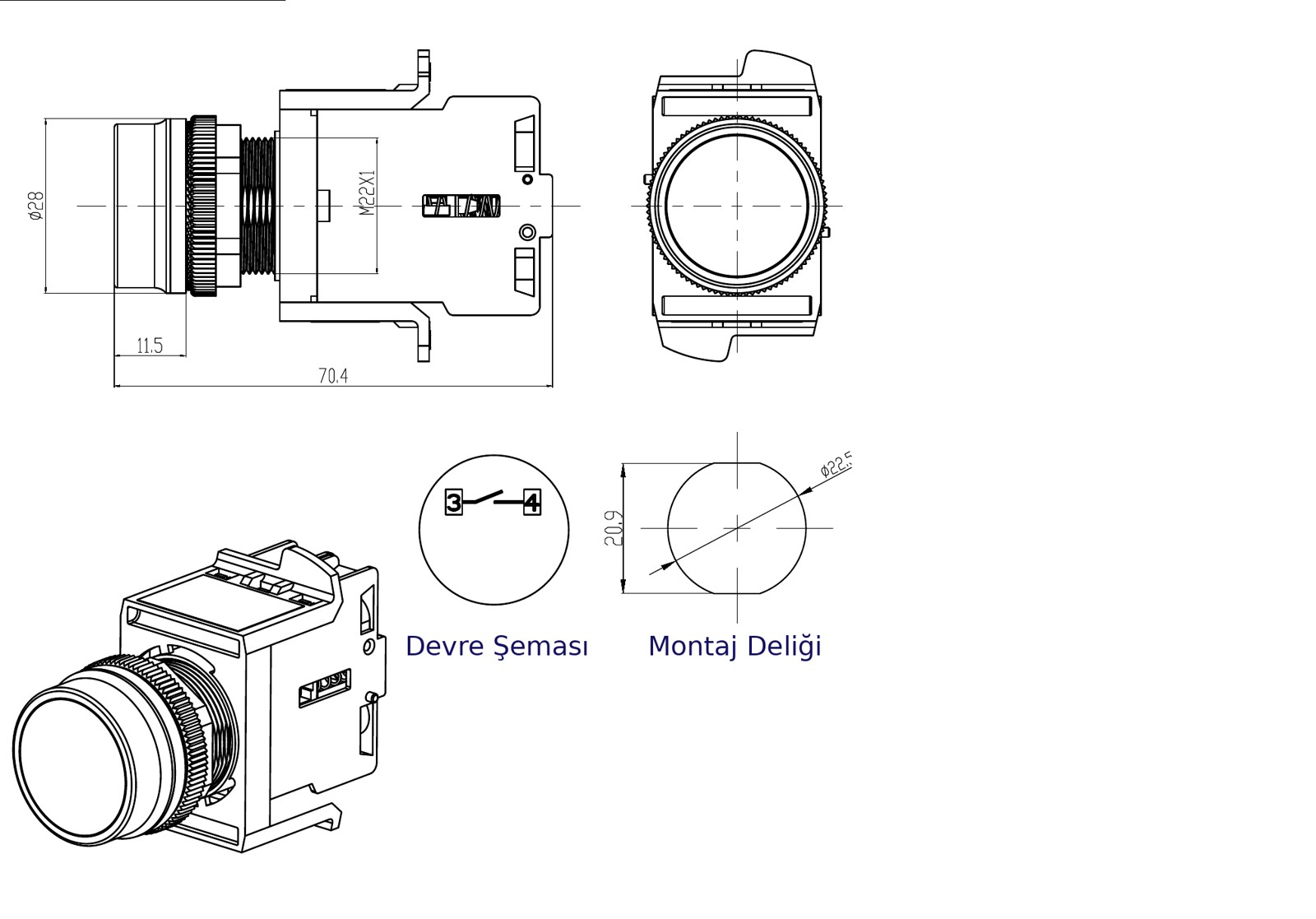 SD22-3110-B teknik çizim ve ölçüleri