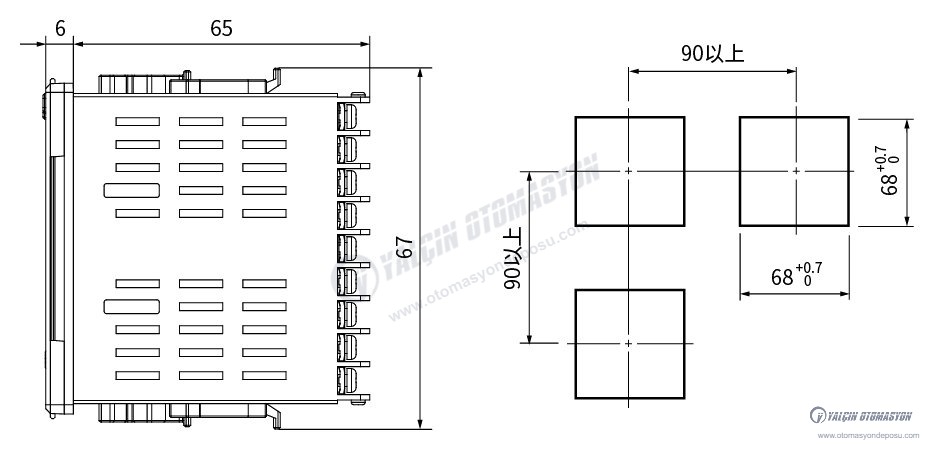 CNTD CLN4M ısı kontrol cihazı teknik çizim ve ölçüler