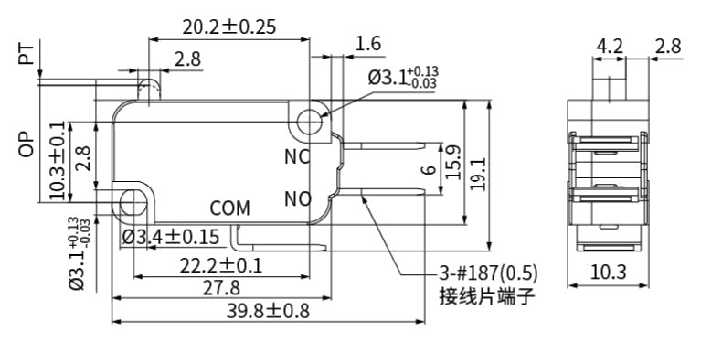 CNTD CMV10-001C2 teknik çizim ve ölçüler