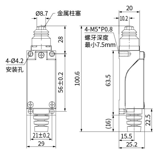 CNTD TZ-8111 teknik çizim ve ölçüler
