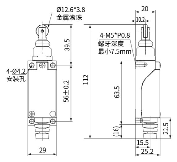CNTD TZ-8112 teknik çizim ve ölçüler
