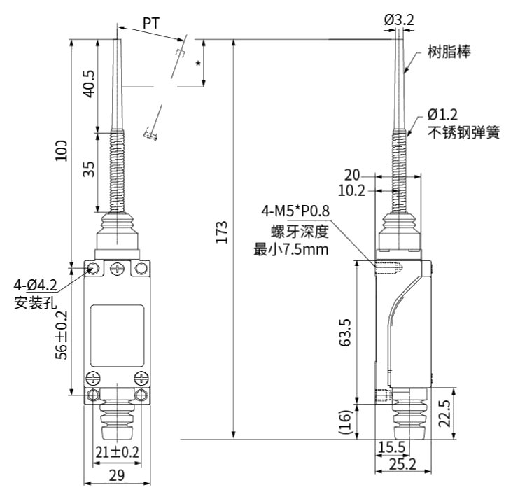 CNTD TZ-8166 teknik çizim ve ölçüler