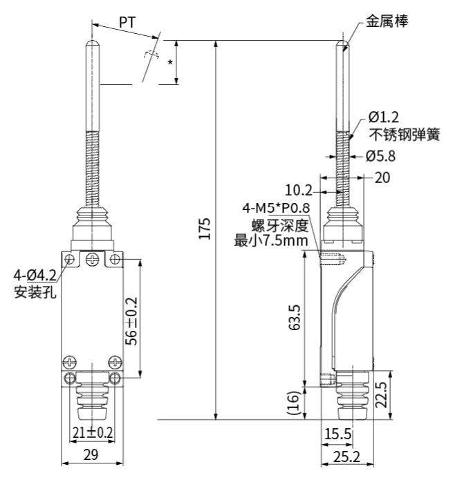 CNTD TZ-8168 teknik çizim ve ölçüler