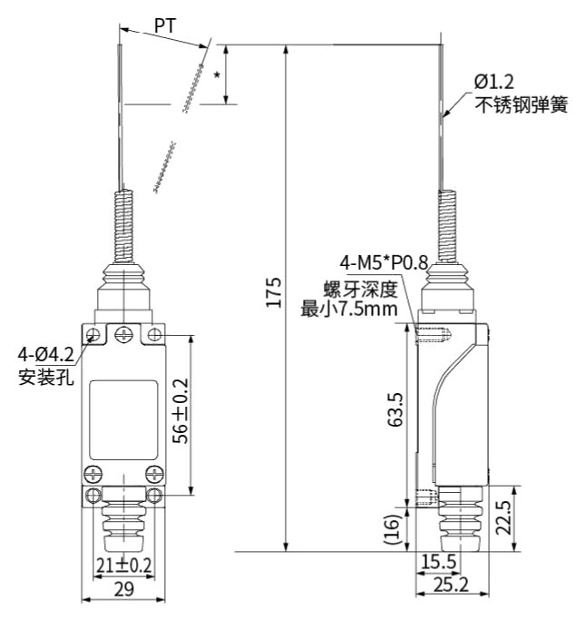 CNTD TZ-8169 teknik çizim ve ölçüler