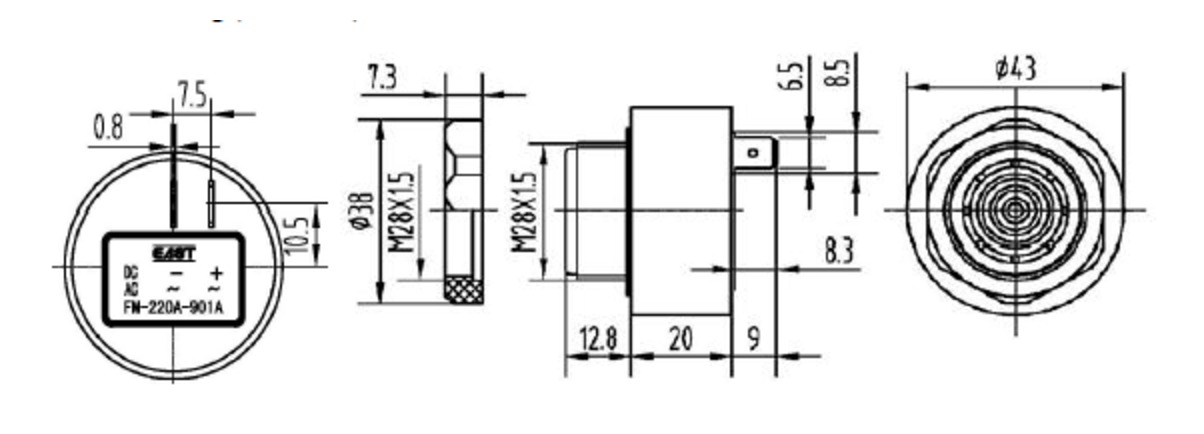 FM-220AA-901AF teknik çizim ölçüleri