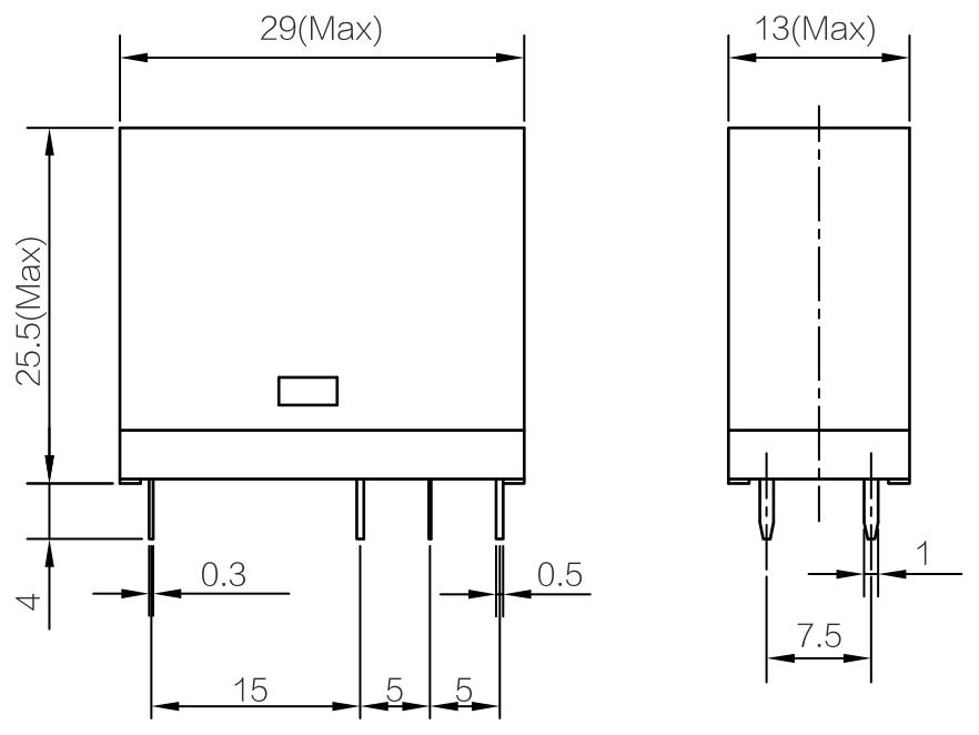 14F-2P/024DC ölçü çizimi (2 kutup)